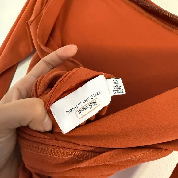 Elegant Orange Long Sleeve Dress - Picture 8 of 8